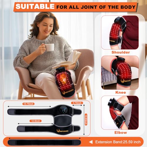 MOTUSANA Red Light Therapy Knee Brace,Knee Massager with 660nm & 850nm red light therapy,Rechargeable Controller,Heated Fu...
