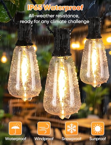 Brightever 120FT LED Outdoor String Lights with Remote, Patio Lights Outdoor Waterproof with 36+2 Shatterproof ST38 LED Bu...