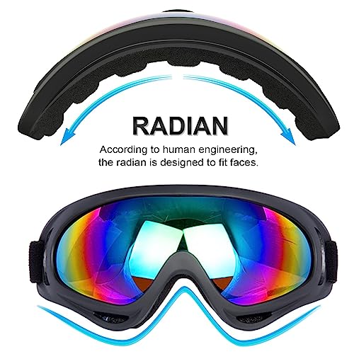LJDJ Motorcycle Goggles,2 Pack Dirt Bike ATV Motocross Riding Hiking Protective with 2 Pack Neck Breathable Bandana Mask