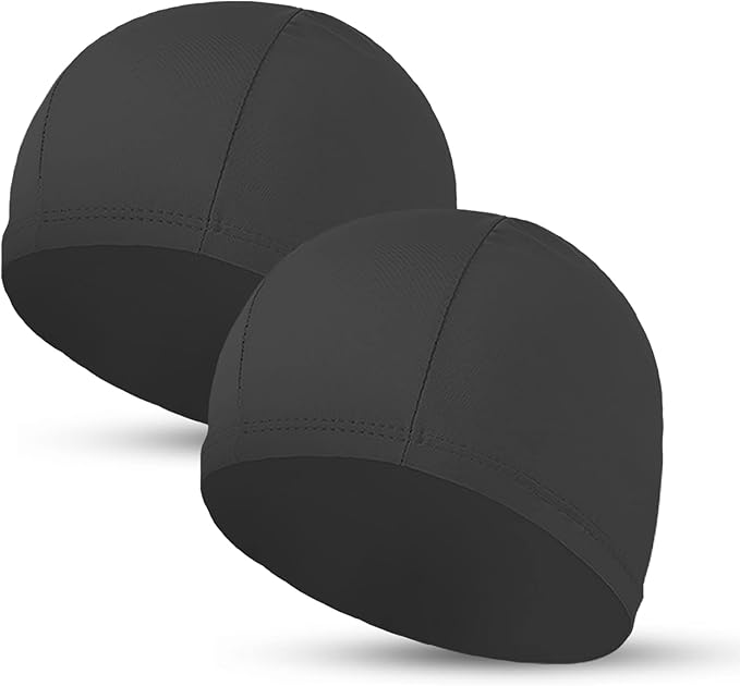 2pcs Cloth Swim Caps for Both Women & Men & Kids Fabric Durable Non-Waterproof Elastic Swimming Pool Cap Bathing Cap for L...