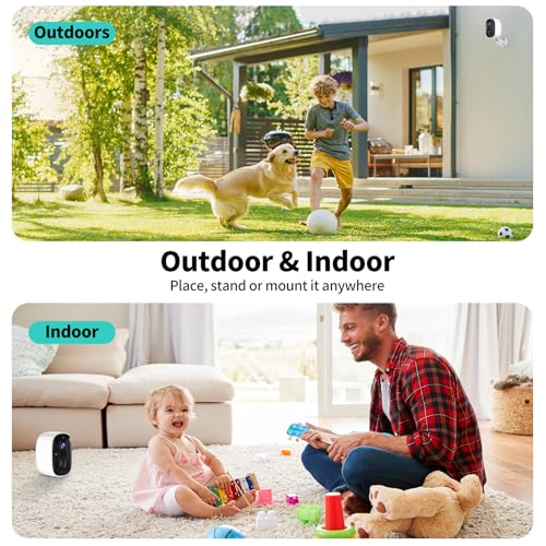Security Cameras Wireless Outdoor,2K Indoor WiFi Wireless Cameras,Outside Battery Powered Camera for Home Security,AI Moti...