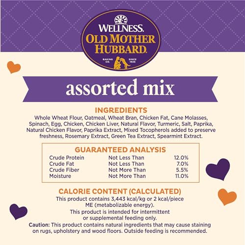 Old Mother Hubbard Wellness Training Bitz Assorted Mix Dog Biscuits, Natural, Training Treats, Three Flavors, Small Size,...