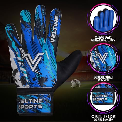 Veltine Sports Soccer Goalie Gloves for Kids Boys Children,Youth & Adult Football Goalkeeper Gloves with Double Wrist Prot...