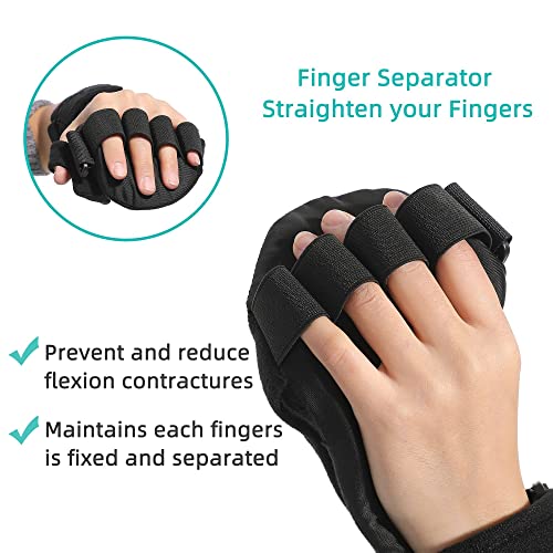 Fanwer Resting Hand Splint with Finger Separators - Hand Brace for Finger Contractures - Night Immobilizer Support for Car...