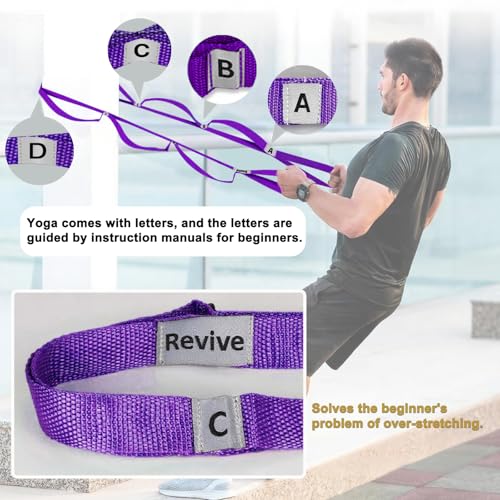 LXLOVESM Stretching Strap Yoga Strap with 10 Loops, Non-Elastic Stretch Band for Physical Therapy, Flexibility, Exercise, ...