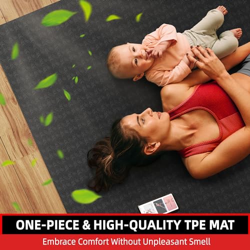 Extra Large Yoga Mat – 72"x48" or 78"x57", 1/4"–1/2" Thick Mat for Women & Men, TPE Non-Slip Pilates Mat for Home Gym, Yog...