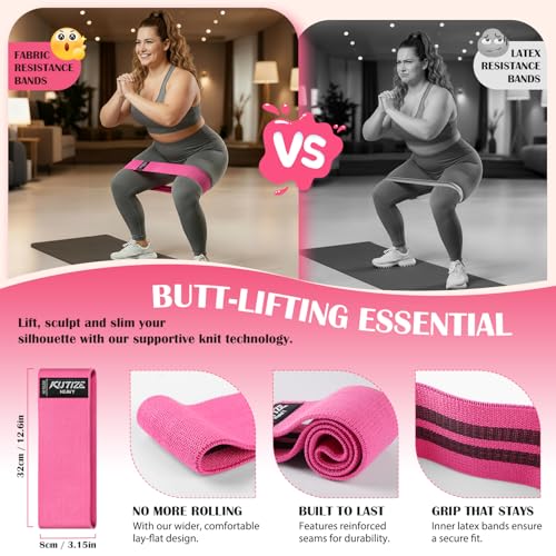 KUTIZE Ankle Resistance Bands with Cuffs & Fabric Resistance Bands Set - Legs & Glutes Workout Equipment for Women & Men, ...