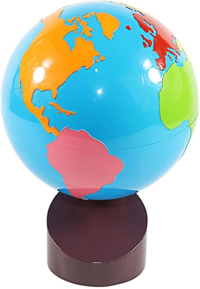 Montessori Geography Materials Globe of World Parts/Continents Preschool Early Educational Equipment Kids Culture Learning Toys Know World Globe (Yellow)