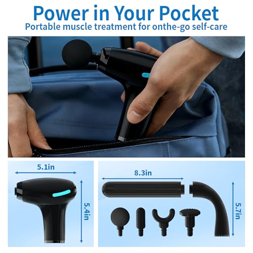 Binxalin 3-in-1 Detachable Massage Gun Deep Tissue, Back Massager for Pain Relief Deep Tissue with 4 Heads 5 Speed for Arm...