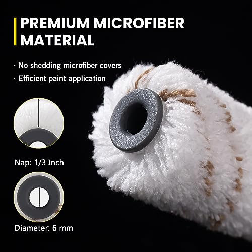 Mister Rui Microfiber Paint Roller Covers 4 Inch, 40 Pack Small Paint Roller Covers with Roller Frame Kit, Mini Paint Roll...