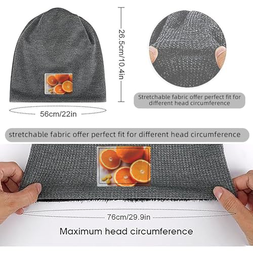 YANYU Fresh Orange Fruit Print Lightweight Waffle Pullover Hat Men Women Winter Headwear Outdoor Camping Travel