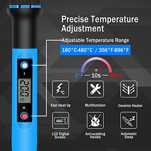 Soldering Iron Kit, 80W 110V Fast Heat up in 10s LCD Digital Adjustable Temperature Soldering Gun Thermostatic Soldering K...