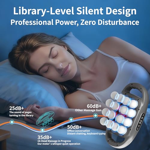 Binxalin 16 Head Massage Gun Deep Tissue, Percussion Massager for Muscle Relief, 9 Speeds & 9 Intensities Muscle Massage G...