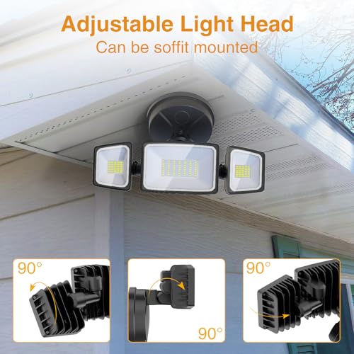 Onforu 75W Flood Lights Outdoor, 7000LM Brightness Security Lights Switch Controlled, 3 Adjustable Heads, IP65 Waterproof,...