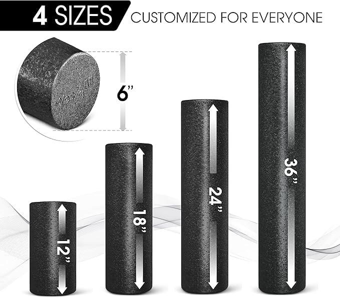 Yes4All High-Density Foam Roller for Back Pain Relief, Yoga, Exercise, Physical Therapy, Muscle Deep Tissue Massage 12-18-...