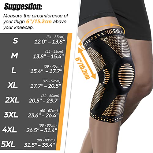 NEENCA Copper Knee Brace for Knee Pain, Knee Support with Patella Pad & Side Stabilizers, Compression Knee Sleeve for Spor...
