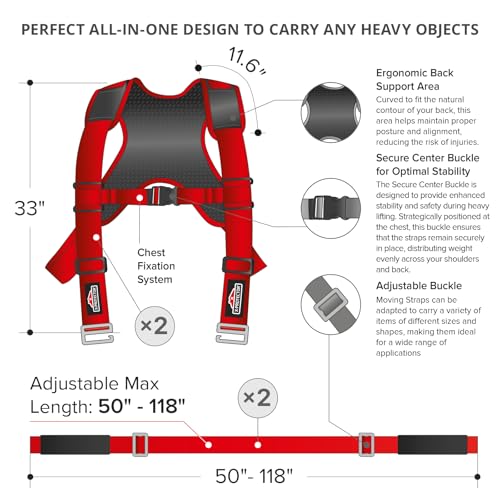 X-Protector Moving Straps - 2 Pairs - Lifting Straps for 2 Movers - Move Furniture Easily and Safely - Perfect for Lifting...