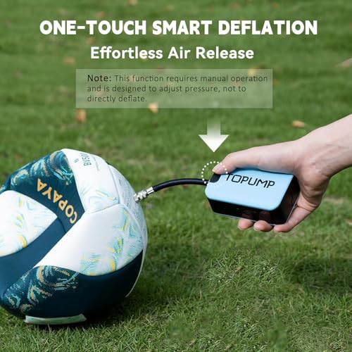 TOPUMP Electric Ball Pump with Inflation & Deflation, Portable Rechargeable Ball Pump with Pressure Gauge (Max 20PSI), Sui...