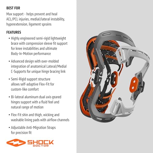 Shock Doctor Bionic Knee Brace with Compression Sleeve. BIO-LOGIX Hinged Lateral Support for Instabilities, Ligament, ACL,...