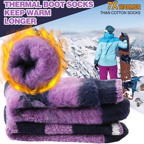 MOGGEI 3 Pairs Thermal Winter Socks for Women & Men Thick Extra Warm Insulated Ski Boot Socks for Cold Weather