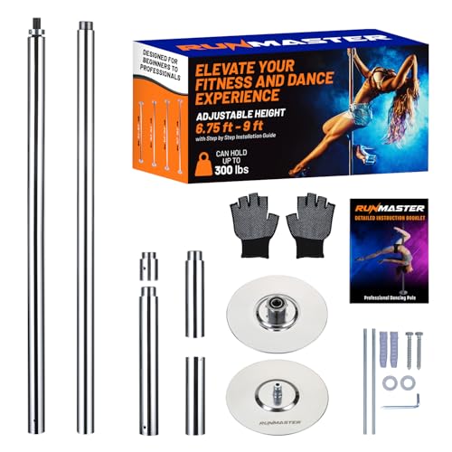 Premium Pole Spinning Static Dance Pole Kit | Portable & Removable 45mm Exercise Pole for Club, Party, Home Easy Assembly ...