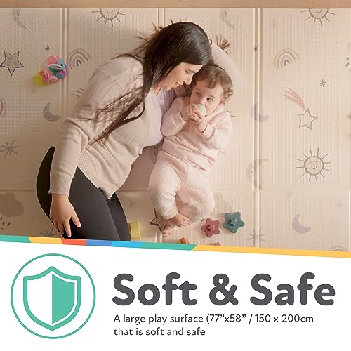 Nuby Reversible Baby Floor Mat, 77" x 58" - Foldable and Lightweight Baby Play Mat for Floor - Easy Storage and Travel - S...