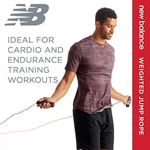 New Balance Weighted Jump Rope for Men - 1 lb Heavy Foam Handles Set, Adjustable Length, Exercise Training Jump Ropes for ...