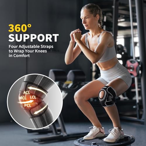 CAMBIVO ELITE Knee Brace for Women & Men with Side Stabilizers, Patella Gel Pads Brace for Meniscus Tear for Maximum Knee ...