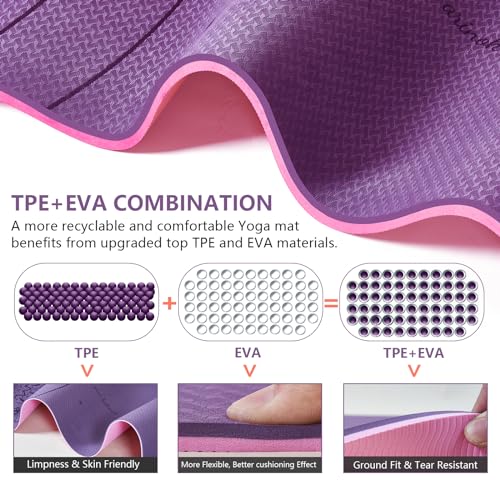 Yoga Mat Extra Thick 9MM, High Density Exercise Mats Non Slip for Home Workout, Pilates Mat with Strap for Women Men, Eco ...