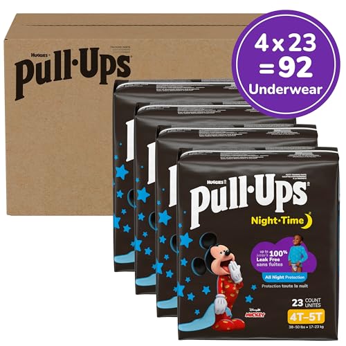 Pull-Ups Boys' Night-Time Potty Training Pants, Size 4T-5T Overnight Training Underwear (38-50 lbs), 92 Ct