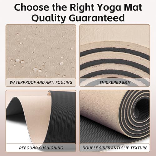 PAIDU Yoga Mat 8mm Super Thick TPE Fitness Mat | SGS Certified | Non-Slip, Odorless & Tear-Resistant | Unisex with Strap |...