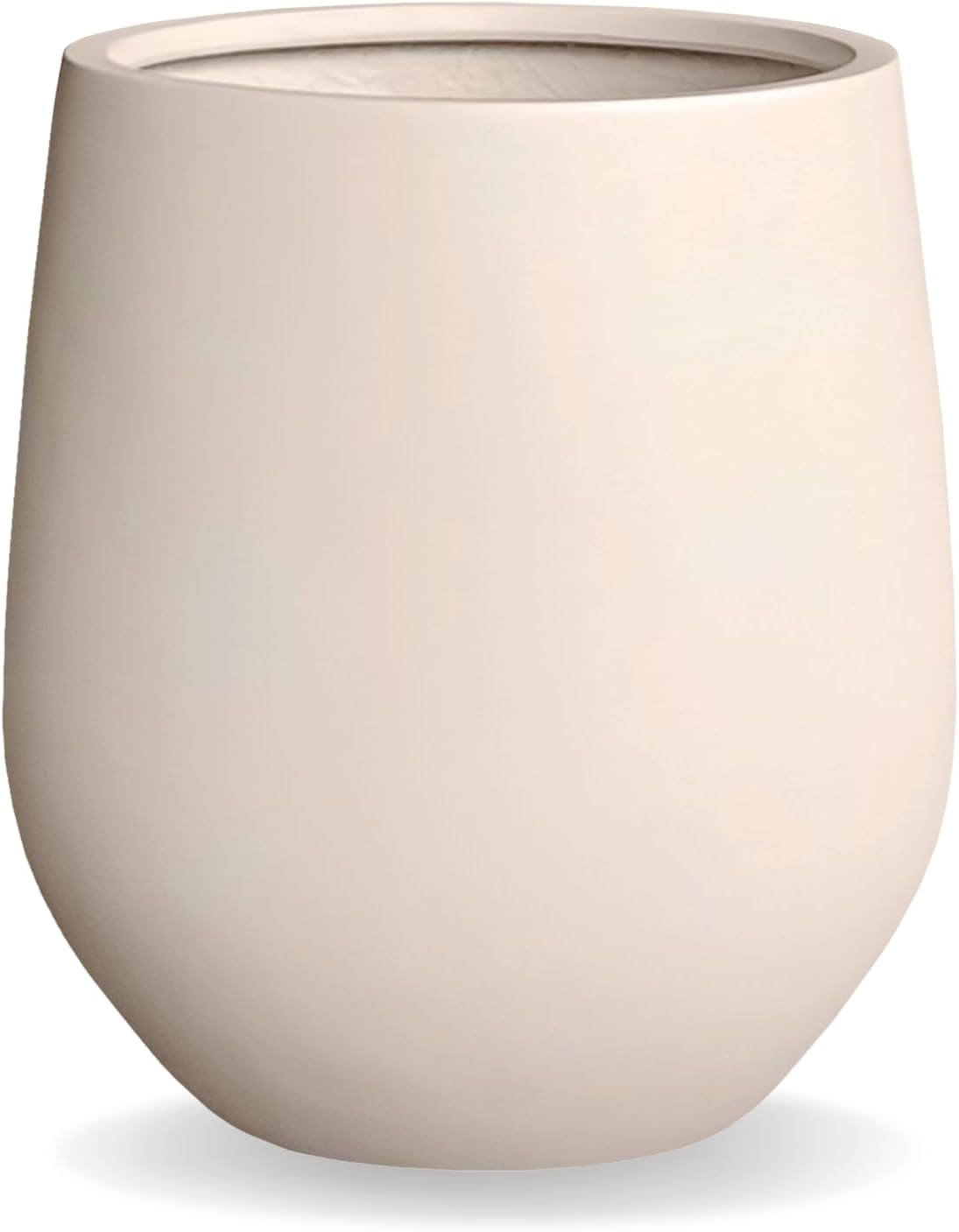 12.5" H x 11.4" D Corso Fiberstone Round Tapered Planter with Drainage Hole, Smooth Finishes, Weather Resistant for Indoor and Outdoor Use (Kilim Beige, 9" Pot Opening)