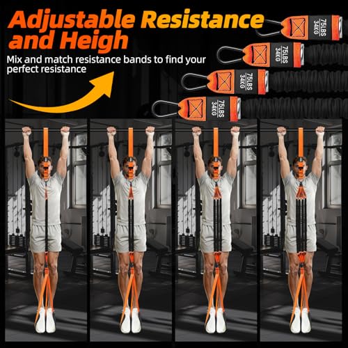 TB3C Pull Up Assistance Bands - Adjustable Heavy Duty Resistance Band for Pull Up Bar with 4 Assist Bands, Dual Footrests,...