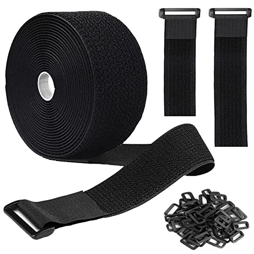 16Ft 2 inch Wide Cable Ties, Jumpso Heavy Duty Hook and Loop Straps with 15 Buckles, Adjustable Straps for Wire, Cord Wrap...