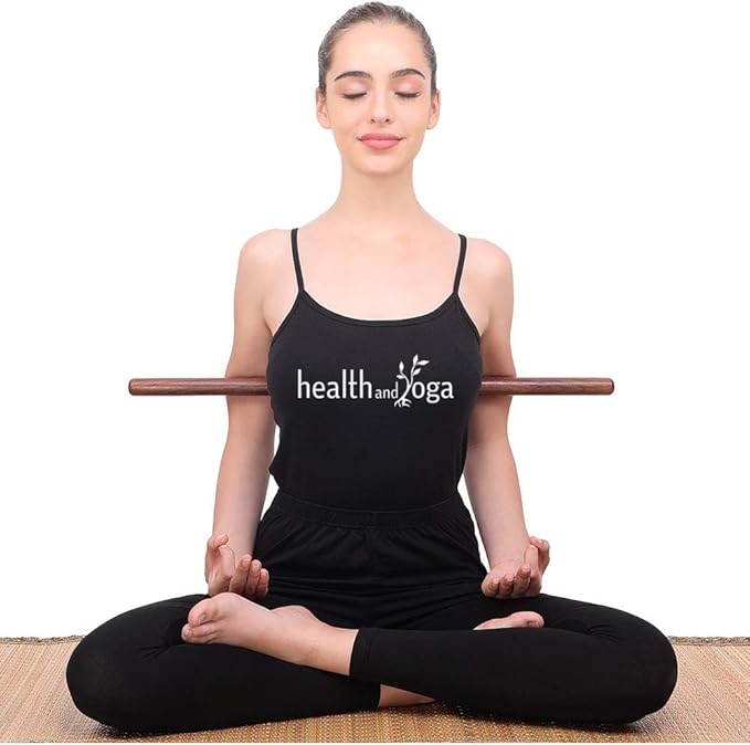 HealthAndYoga™ StretchNHeal Collapsible Multi-Use Wooden Yoga Stick - Regular and XL - Portable Posture Corrector Pole, St...