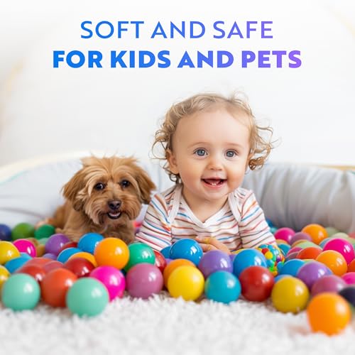 Playz Soft Plastic Mini Ball Pit Balls 50 Count - w/ 8 Vibrant Colors - Crush Proof, No Sharp Edges, Non Toxic, Phthalate...