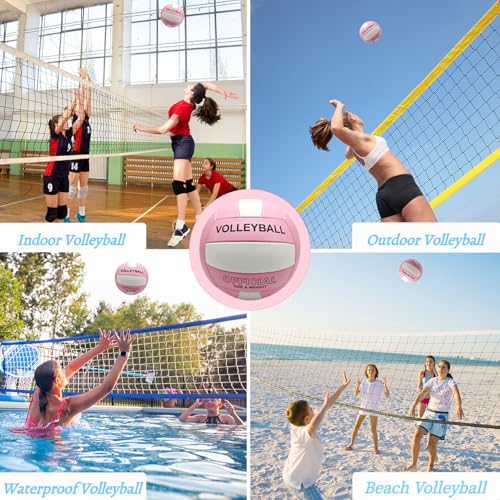 Stavanicen Volleyball Official Size 5 for Indoor Outdoor, Thicker PU Soft Volleyball Kit with Ball Pump for Adults Beach G...