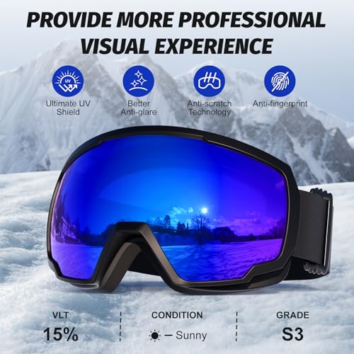rayavala Ski Goggles Snowboard Snowmobile Men Women Youth Anti Fog Over Glasses