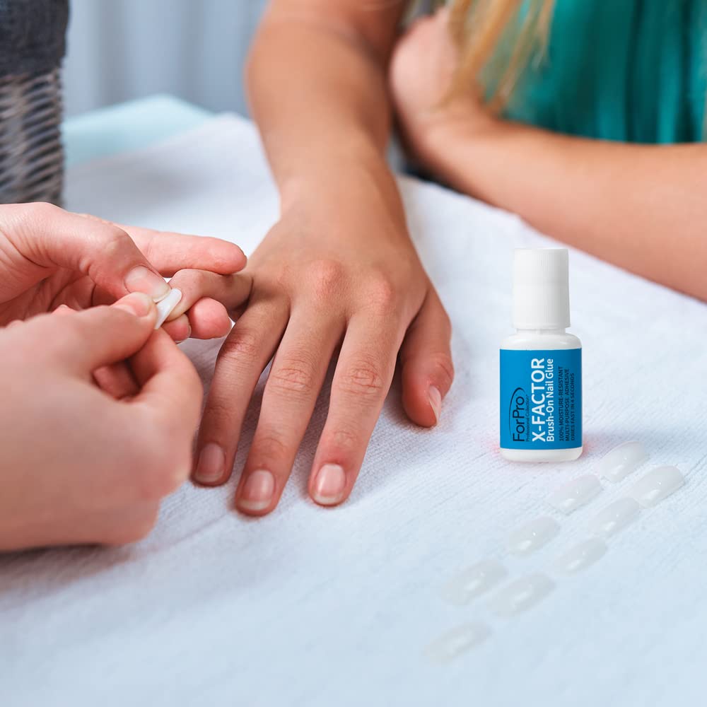 ForPro Professional Collection ForPro X-Factor Brush-On Nail Glue, Long-Lasting, Quick-Drying Nail Glue for Applying Artificial