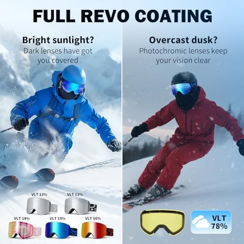 VCOROS Magnetic Ski Goggles UV400 Protection Snow Snowboard Goggles OTG Anti-Fog Goggles For Snowmobile Skiing Skating