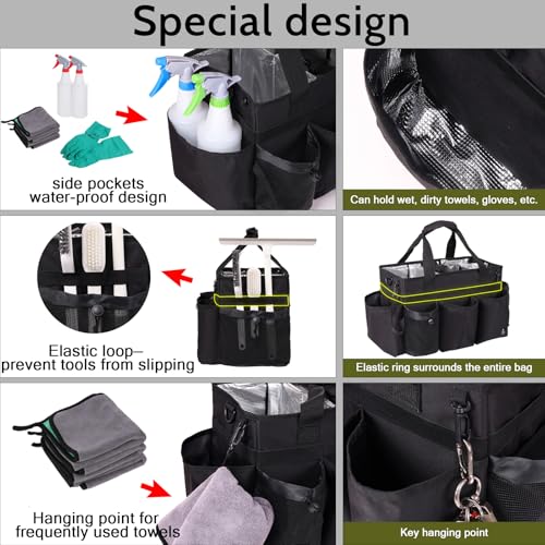 Timoxi Large Wearable Cleaning Caddy Bag with Detachable Divider, Cleaning Organizer with Handles, Cleaning Supply Tote wi...