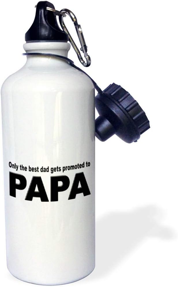 3dRose Saying-Only The Best dad gets Promoted to papa Sports Water Bottle, 21 oz, Multicolored