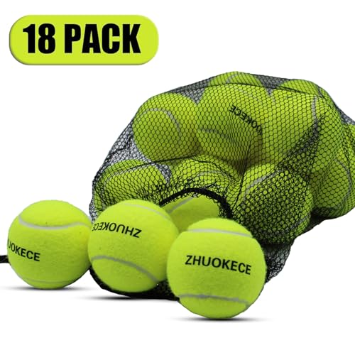 ZHUOKECE Tennis Balls, 18 Pack Training Tennis Balls Practice Balls with Mesh Bag for Easy Transport, Pet Dog Playing Ball...