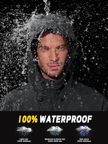 UIQUR Mens Rain Jacket Lightweight Windbreaker Waterproof Raincoat Cycling Running Hiking Gear Hood Packable