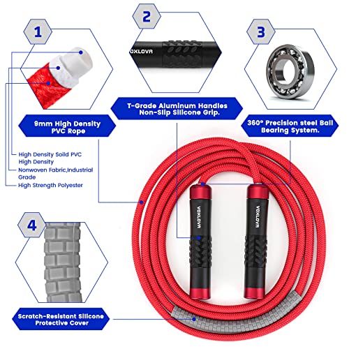 VOXLOVA Weighted Rope - 1LB Heavy Jump Rope for Men Women Fitness Workouts, Non-Slip Aluminum Handles, Premium Skipping Ro...