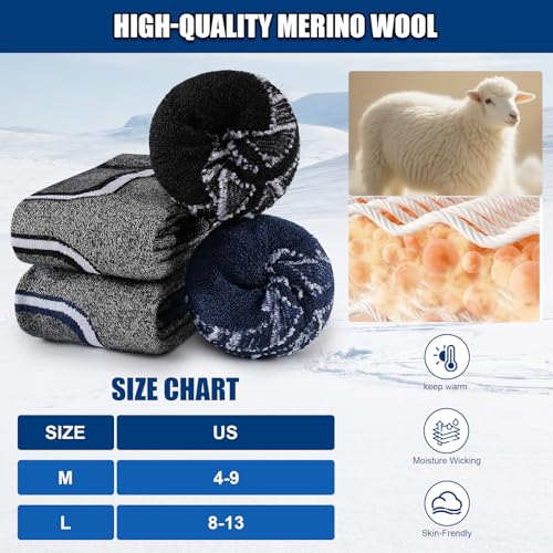 Cirorld Merino Wool Ski Socks Women Men,2 Pairs Knee High Winter Warm Skiing Socks Performance Thermal Snowboarding Socks