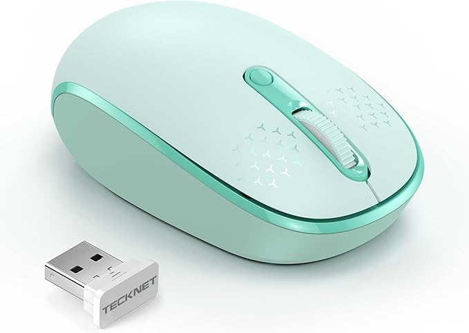 TECKNET Wireless Mouse for Laptop, 2.4G Quiet Computer Mouse with USB Receiver, 4 Buttons Portable Cordless Mice for Chrom...