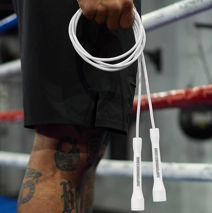 JDU Athletics Speed Series I Made For Boxing 20% Heavier Than Standard PVC Tangle-Free Boxer's Jump Rope, Size Adjustable,...
