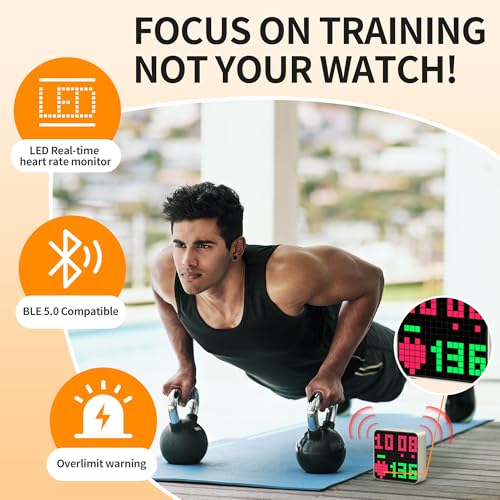 EZON H-Box Bluetooth Heart Rate Monitor and Pixel Art Clock with WOD Interval Trainer - Cute Animation Alarm Clocks for Be...