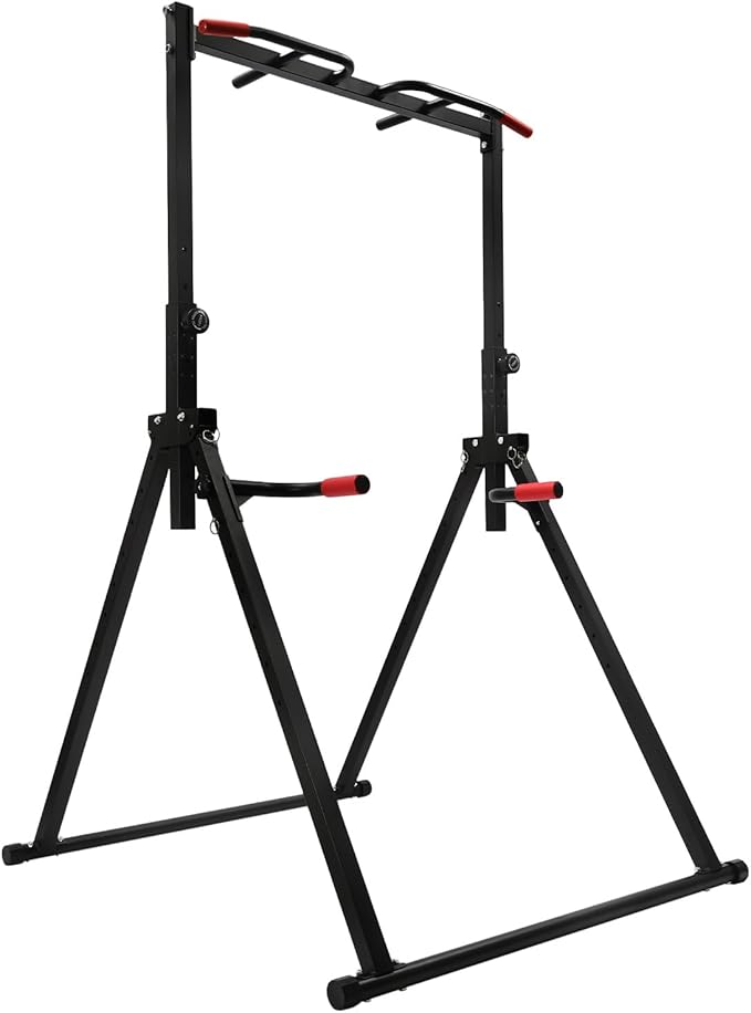 Pull Up Station, Triangular Power Tower Foldable Pull Up Bar Station, Height Adjustable Multi-Function Tower Workout Dip S...